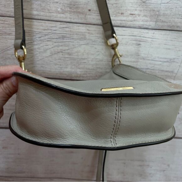 REBECCA MINKOFF LEATHER SADDLEBAG WITH DOG CLIP IN‎ CREAM - Picture 10 of 13